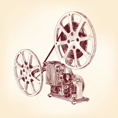 old film projector  hand drawn
