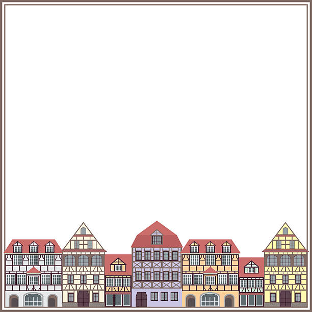 old houses frame frame with the image of old houses in half-timbered style half timbered stock illustrations