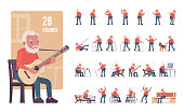 istock Old man, elderly person set, pose sequences 1317791880
