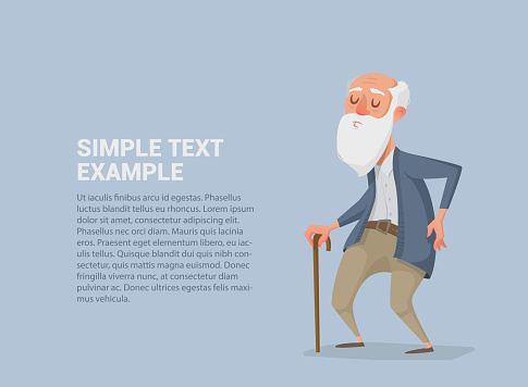 Vector illustration of old man with a beard and a cane. Can be used in booklets, web, magazines.