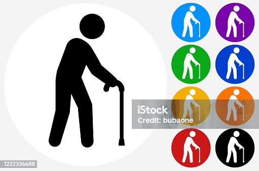istock Old Man with a Cane Icon 1222336688