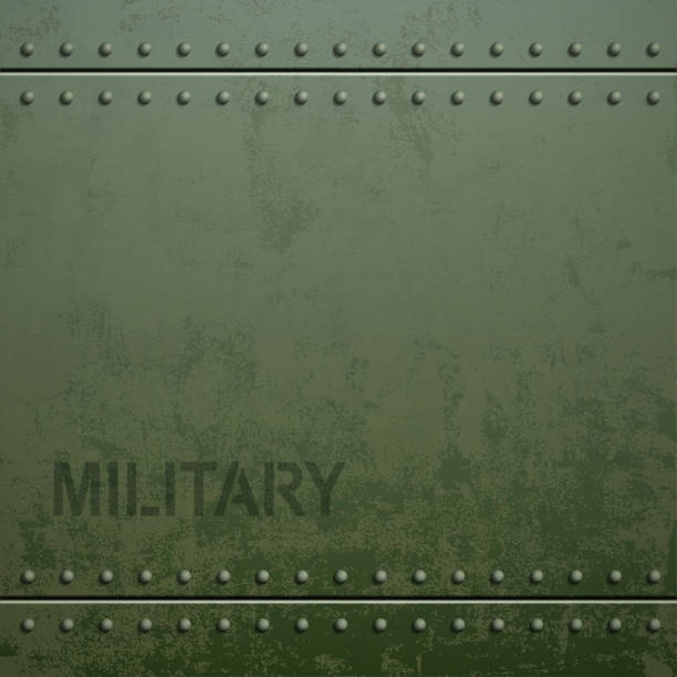 stockillustraties, clipart, cartoons en iconen met old military armor texture with rivets. metal background. - army