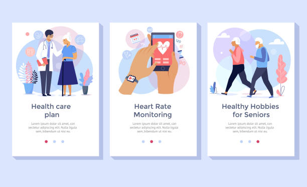 Old people care concept illustration set. Old people care concept illustration set,  perfect for banner, mobile app, landing page doctor and patient stock illustrations