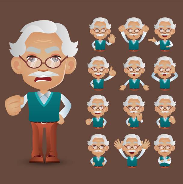 old people with different poses old people with different poses old man crying stock illustrations