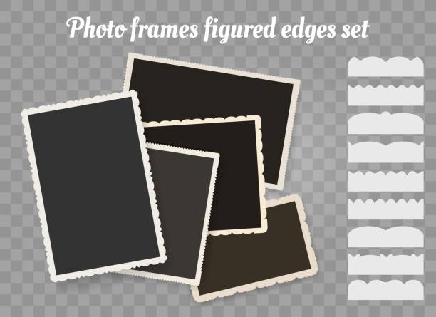 Old photo edges Old photo edges. Vintage snapshot or retro photography figured edge frames vector illustration at the edge of photos stock illustrations