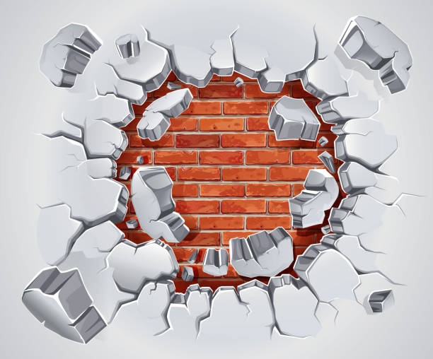 Old Plaster and Red brick wall damage. Old Plaster and Red brick wall damage. Vector illustration wall building feature stock illustrations