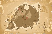 Old pirate treasure island map