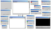 istock Old user interface windows. Retro browser and error message popup. 1153390492