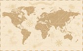 istock Old Vintage Retro World Map 639139610
