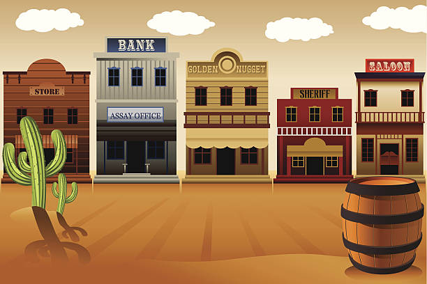 Old western town A vector illustration of old western town office clipart stock illustrations