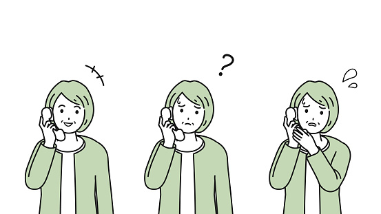 Old woman making a phone call illustration