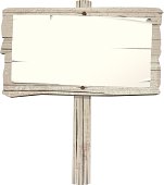 istock Old wooden sign on post 165920428