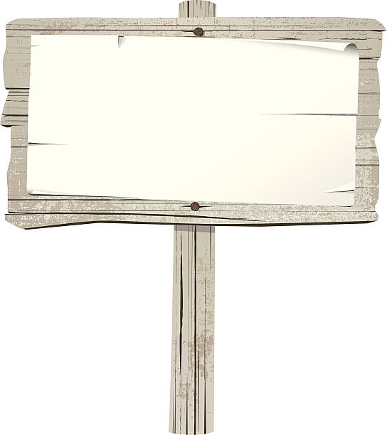 ilustrações de stock, clip art, desenhos animados e ícones de velha placa de madeira na pós - wooden sign board against white