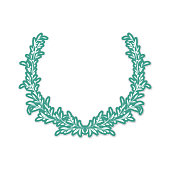 Delicate wreath filled with olive branches and leaves on a transparent base. There is no white shape behind this illustration so you can easily drag into other design templates. Flat colors. Sticker parts are on a lower layer for easier removal.