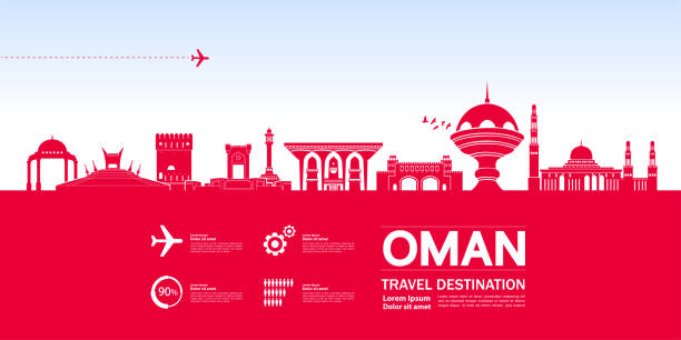 Oman travel destination grand vector illustration. Oman travel destination grand vector illustration. oman stock illustrations