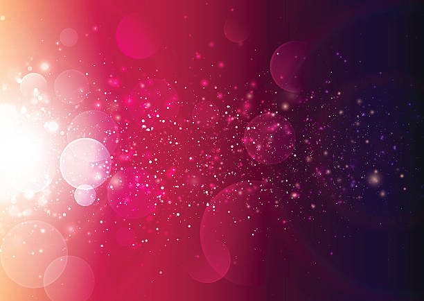 stockillustraties, clipart, cartoons en iconen met ombr_ red background with bubbles and dots of light - space light