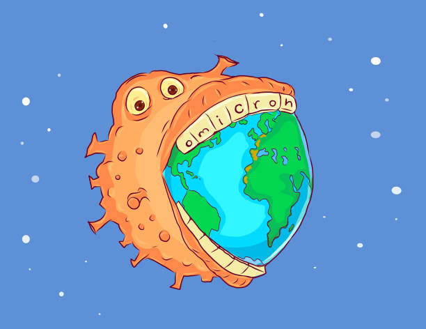 ilustrações, clipart, desenhos animados e ícones de omicron engole o planeta - ômicron