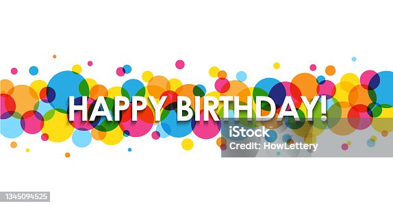 istock HAPPY BIRTHDAY! on background of colorful circles 1345094525