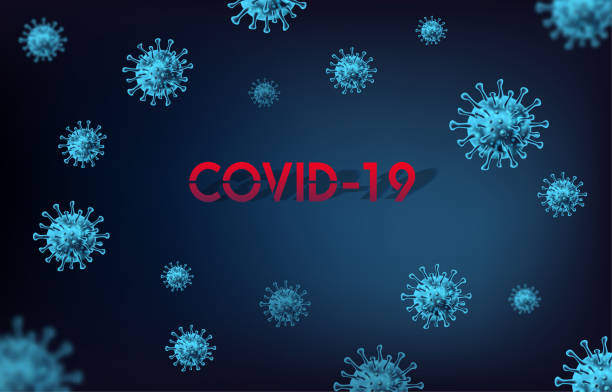 COVID-19 on Blue background. World Health Organization WHO introduced new official name for Coronavirus disease named COVID-19 COVID-19 on Blue background. World Health Organization WHO introduced new official name for Coronavirus disease named COVID-19 viral infection stock illustrations