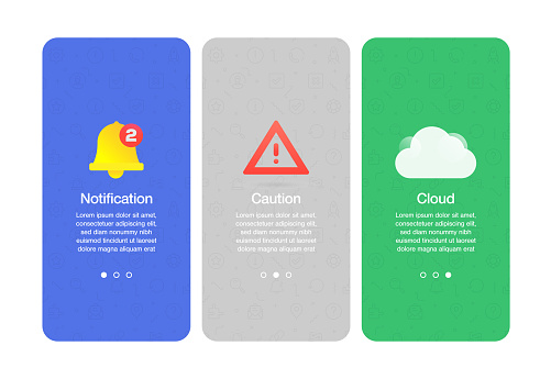 Onboarding screens for websites and mobile apps related to basic interface