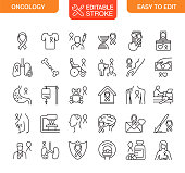 Oncology Cancer Icons Set. Vector illustration. Editable stroke.