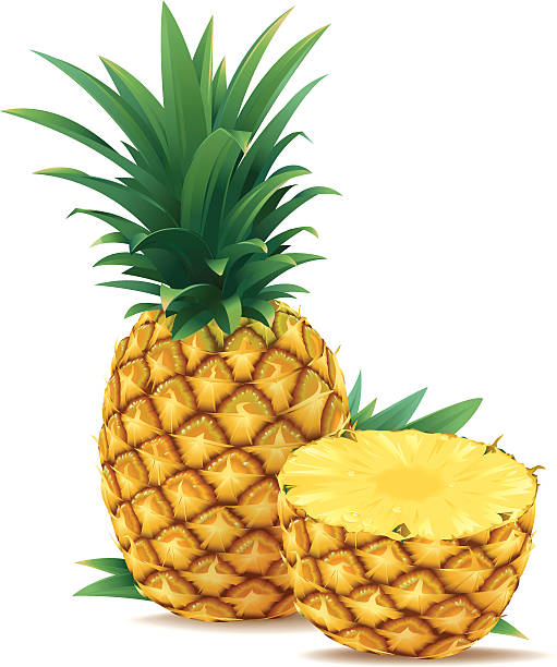 eineinhalb ananas - ananas stock-grafiken, -clipart, -cartoons und -symbole