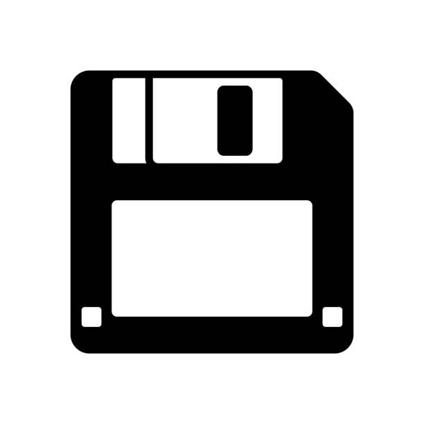 eine schwarze floopy diskettensymbol isoliert auf weiss für app, web, design, vektor-illustraion - datenspeicher diskette stock-grafiken, -clipart, -cartoons und -symbole