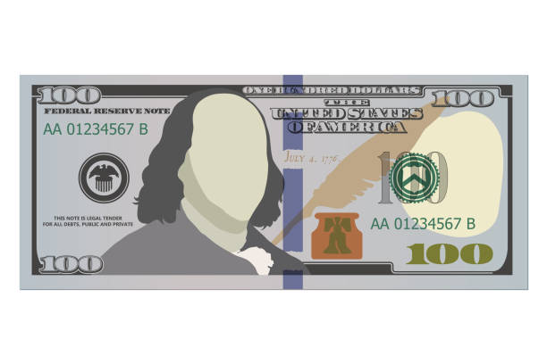 One hundred dollar bill, new design. 100 US dollars banknote, front side. Vector illustration of USD isolated on a white background One hundred dollar bill, new design. 100 US dollars banknote, front side. Vector illustration of USD isolated on a white background federal reserve stock illustrations