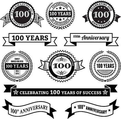 one hundred year anniversary vector badge set  vector background