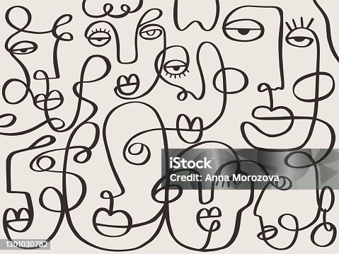 istock One line drawing abstract face abstract pattern 1301030782
