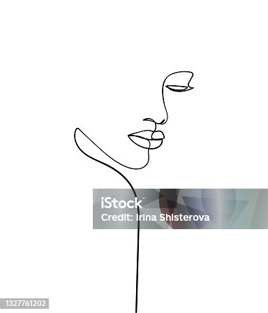 istock One line drawing face. Abstract woman portrait.  Modern minimalism art. - Vector illustration 1327761202