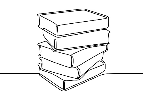 One line drawing of stack of books. Book is window of world. Study, learning with book. Smart education concept vector illustration. Good for banner read book concept