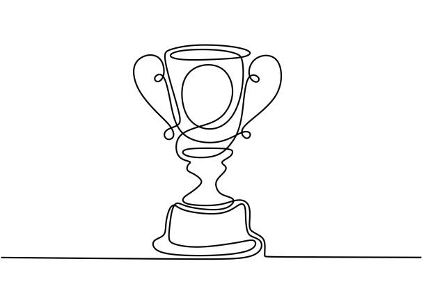 one line drawing of winner trophy minimalism object design vector illustration one line drawing of winner trophy minimalism object design vector illustration success illustrations stock illustrations