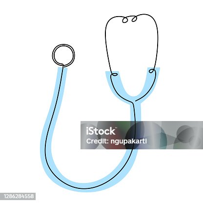 istock One line logo design of stethoscope. Equipment for doctor examining patient heart beat condition. Medical health care service excellence concept. Health care World Day. Vector sketch illustration 1286284558