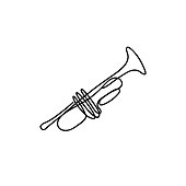 istock One line trumpet design - Hand drawn minimalism style vector illustration. 1293176682