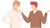 One Man Encouraging Another By Putting Hand on His Shoulder Vector Illustration. Fellow-Feeling and Sympathy Concept
