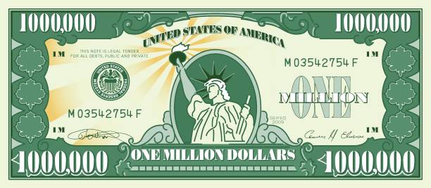 One Million Dollar Currency Coin, Currency, US Paper Currency, Richest, US Currency entrepreneur borders stock illustrations