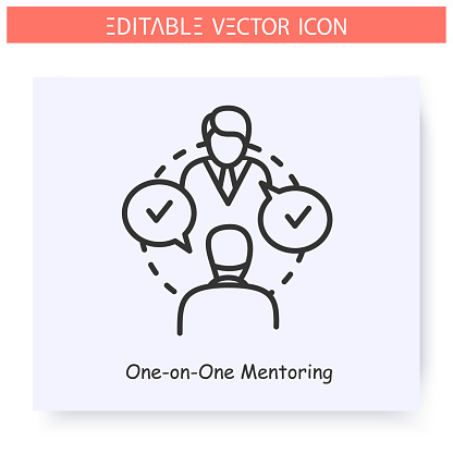 One on one mentoring line icon