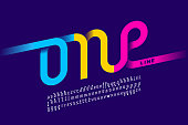 One line style font design, single continuous line alphabet, vector illustration