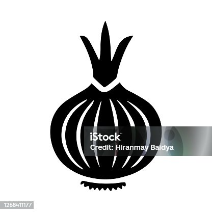 istock Onion icon, black vector design 1268411177