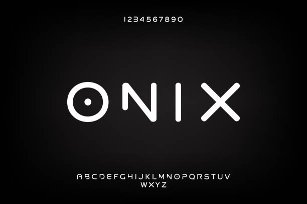 illustrazioni stock, clip art, cartoni animati e icone di tendenza di onix, un moderno design minimalista dell'alfabeto futuristico - loghi streaming