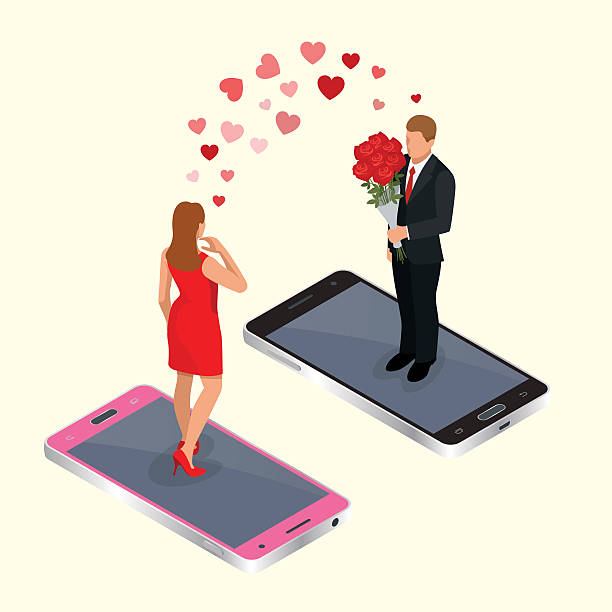 online-dating - flirt stock-grafiken, -clipart, -cartoons und -symbole