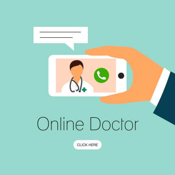Online doctor vector art illustration