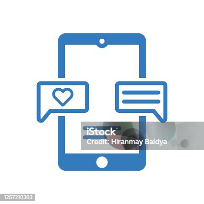istock Online engagement icon / blue color 1257210303