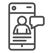 online-job-messaging-line-icon-smartphone-with-human-silhouette-and-vector-id1218542296