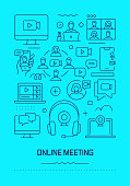 istock Online Meeting Related Modern Line Design Brochure, Poster, Flyer, Presentation Template Vector Illustration 1340293986