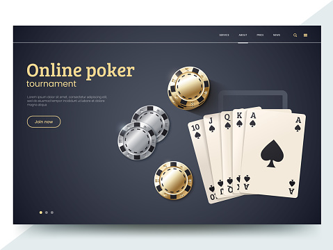 poker landing template tournament playing cards vector gold