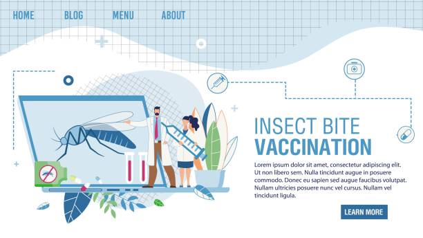 stockillustraties, clipart, cartoons en iconen met online dienst aanbieden insecten bijten vaccinatie - malaria