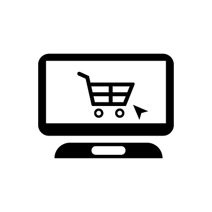 Online Shopping Cart Glyph Icon Laptop Sign Finding Online Shop Vector  Black Stock Illustration - Download Image Now - iStock