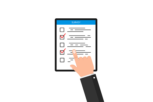 Online Survey Form Clicking Hand With Checklist Questionnaire List For  Feedback With Finger Ticking Survey Checkbox Voting Satisfaction Review  Isolated Report Icon Eps 10 Stock Illustration - Download Image Now - iStock